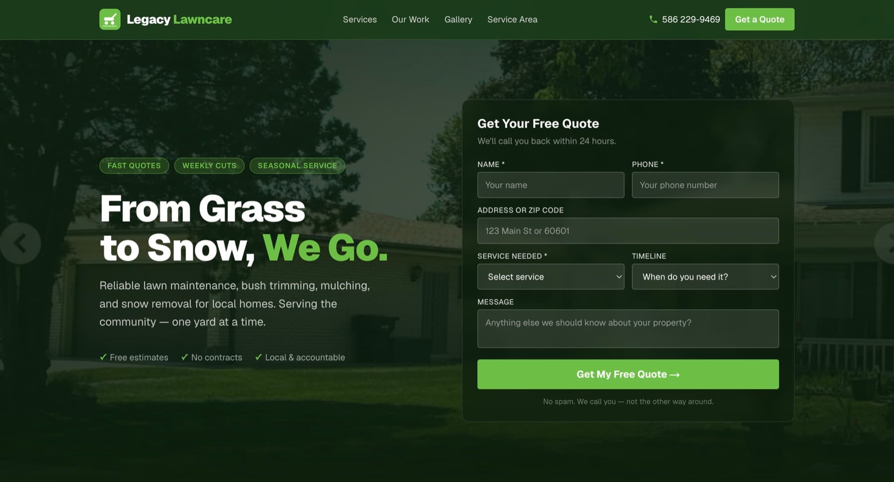 Thornsley Landscaping — service website homepage