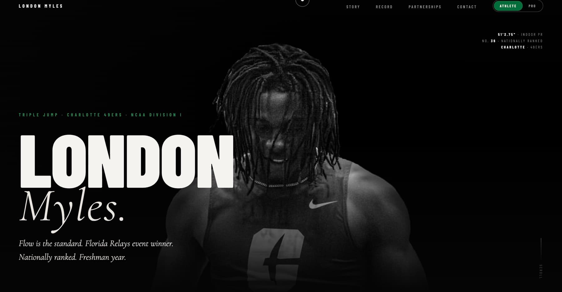 London Myles — athlete brand website